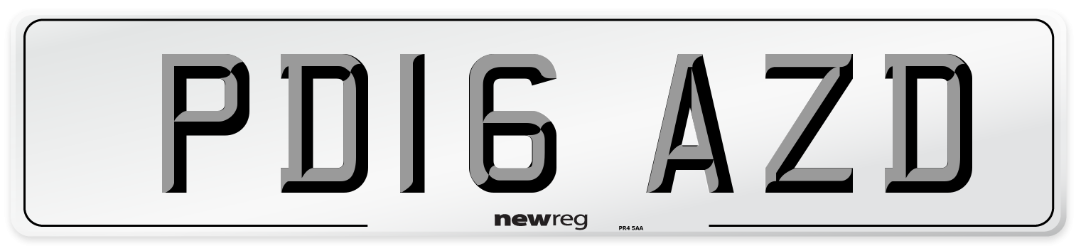 PD16 AZD Number Plate from New Reg